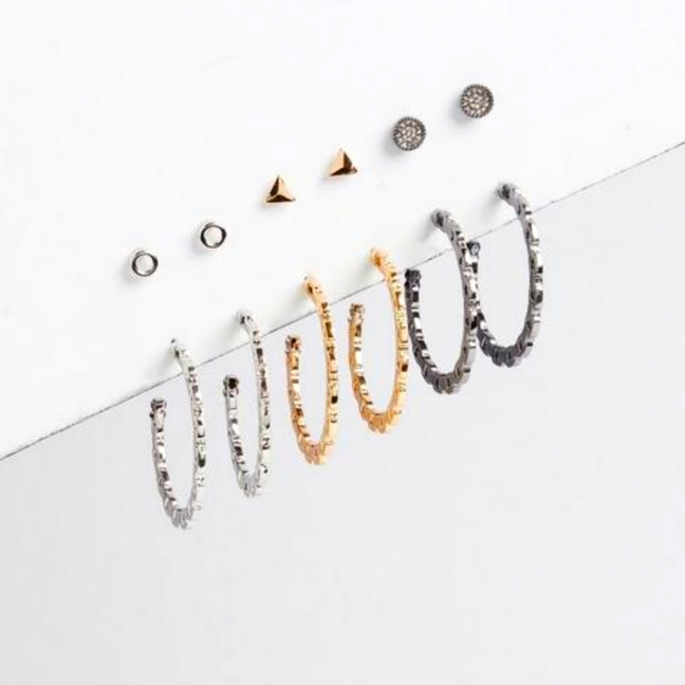 Torrid Geometric Stud and Hoop Earring Set of 6 Jewelry